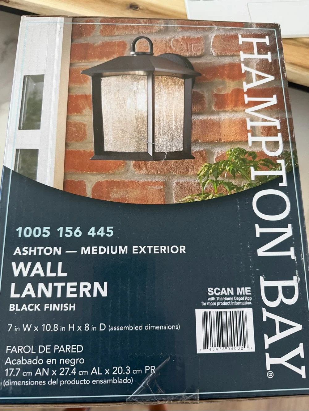 New Hampton Bay Ashton Black Outdoor Wall Lantern light